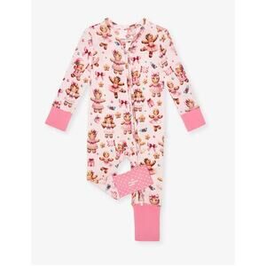 New Posh Peanut Bamboo Footie Convertible Gingerbread Holiday Pajamas 3-6 m